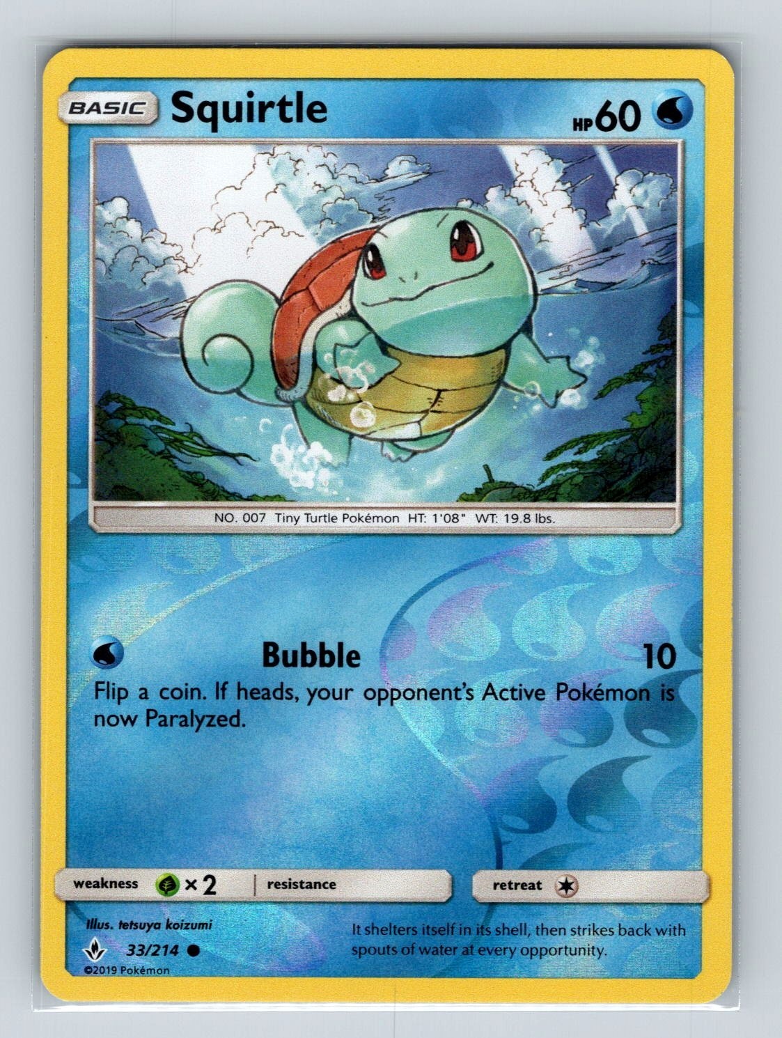 Squirtle 33/214 Unbroken Bonds Reverse Holo NM