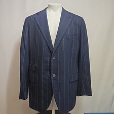 ISAIA Blazer Base Musa Mens Size 50 L Blue Striped 100 Wool Jacket Tonic 2 Ply