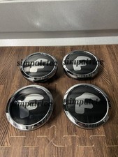 4 X Black Chrome Emblem Center Caps Floating Spinner For Forgiato Wheel 2.75 In