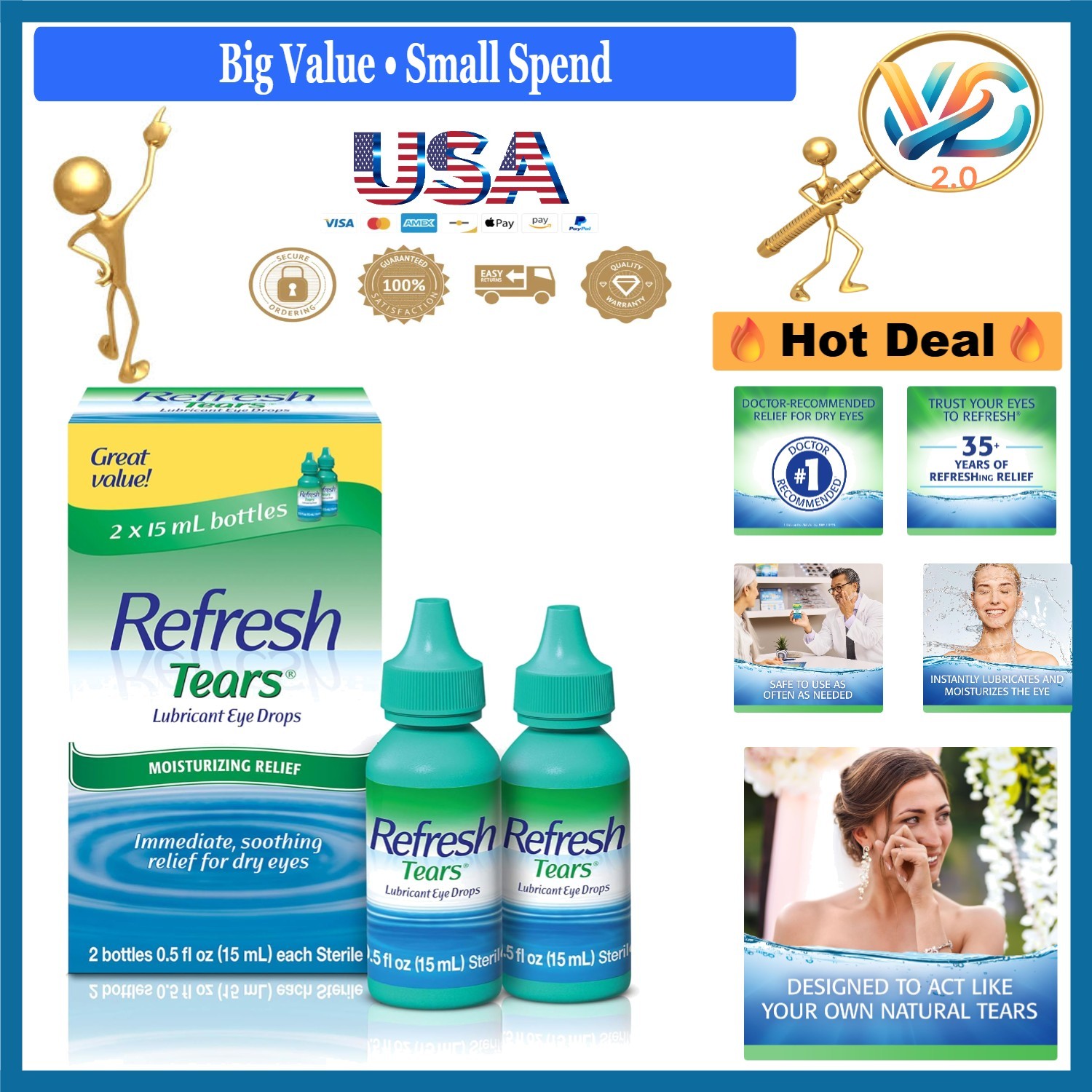 2 Bottles 0.5 Fl Oz Contact Safe Dry Eye Relief