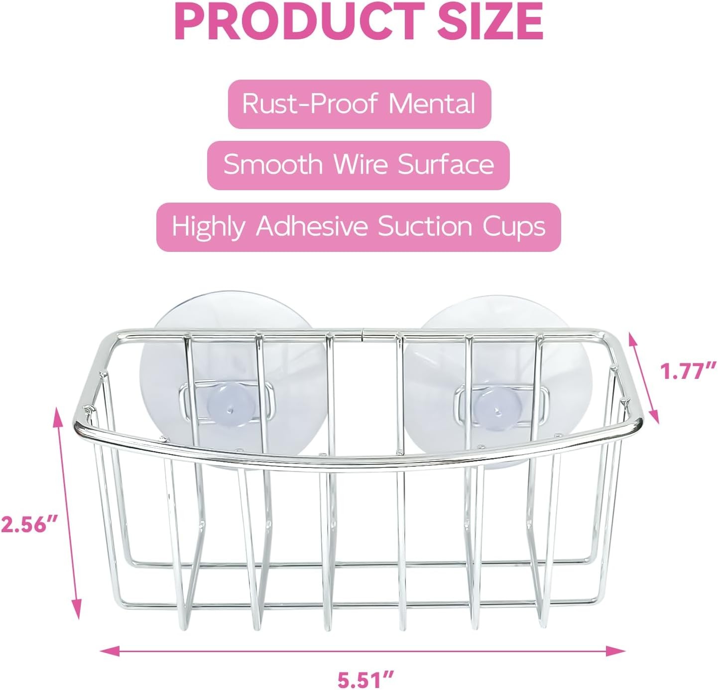 **Kitchen Sink Sponge Holder Caddy Rustproof Suction Cup Storage**