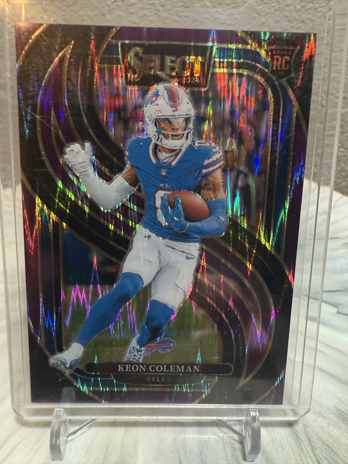 2024 Panini Select - Keon Coleman #153 Premier Level Purple Shock Prizm /360 RC