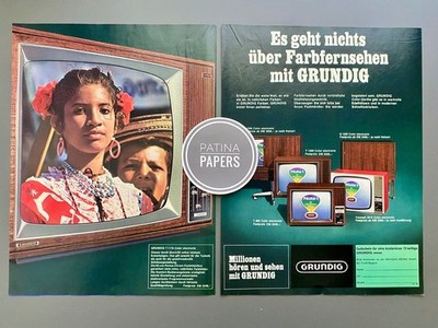 1969 Es geht nichts über Farbfernsehen mit Grundig Vintage Ad Werbung Reklame