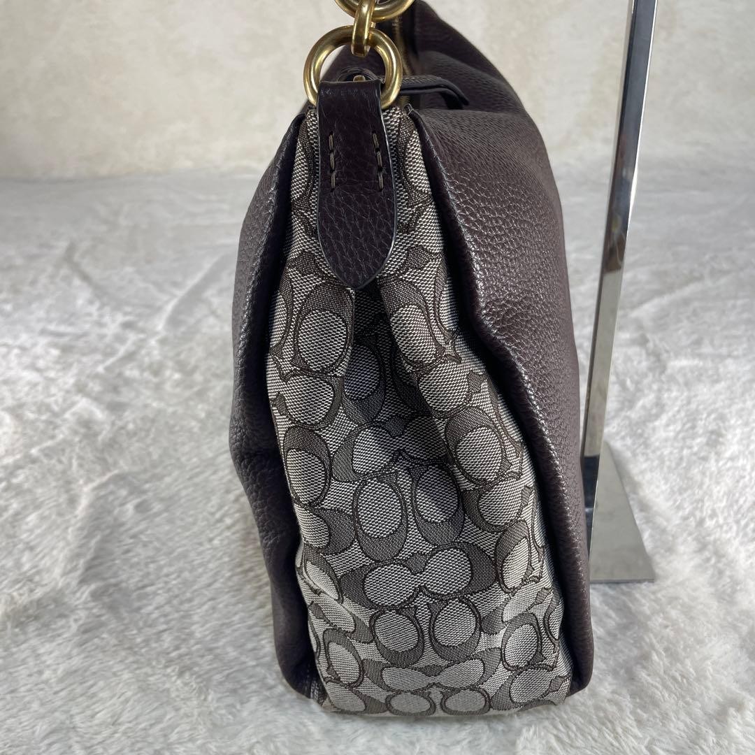 COACH Shoulder Bag Leather Brown Dark Brown Authentic thumbnail 19