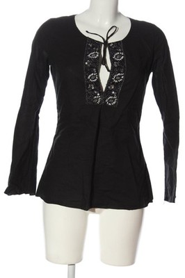 MORE & MORE Langarm-Bluse Damen Bluse Gr. DE 36 schwarz-weiß Casual-Look
