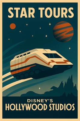 Disney Star Tours Hollywood Studios Vintage Poster 11x14 Glossy