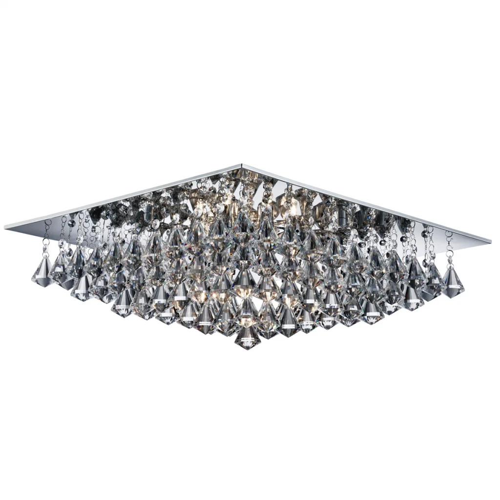 Ceiling Light Silver Hanna 8 Square Diamond Crystals Chrome Searchlight 7308-8CC