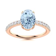 Natural Aquamarine Solitaire with Accents Ring Jewelry 925 Sterling Silver
