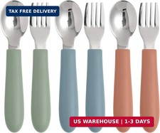 6 Pack Toddler Utensils 18/8 Stainless Steel Kids Silverware Silicone Handle