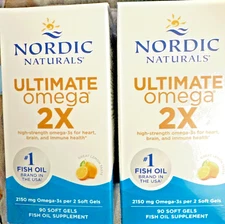 Set of 2 Nordic Naturals Ultimate Omega 2X Soft Gels 90x2=180 Ct Exp 2028
