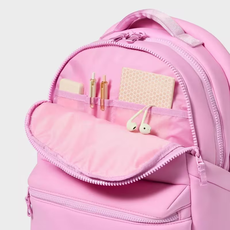 - Pink: Water-resistant High School Bookbag