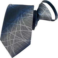 Zipper Ties for Men, 2.76 Inch Classic Woven Silk Zip Necktie Pre-tied Gray