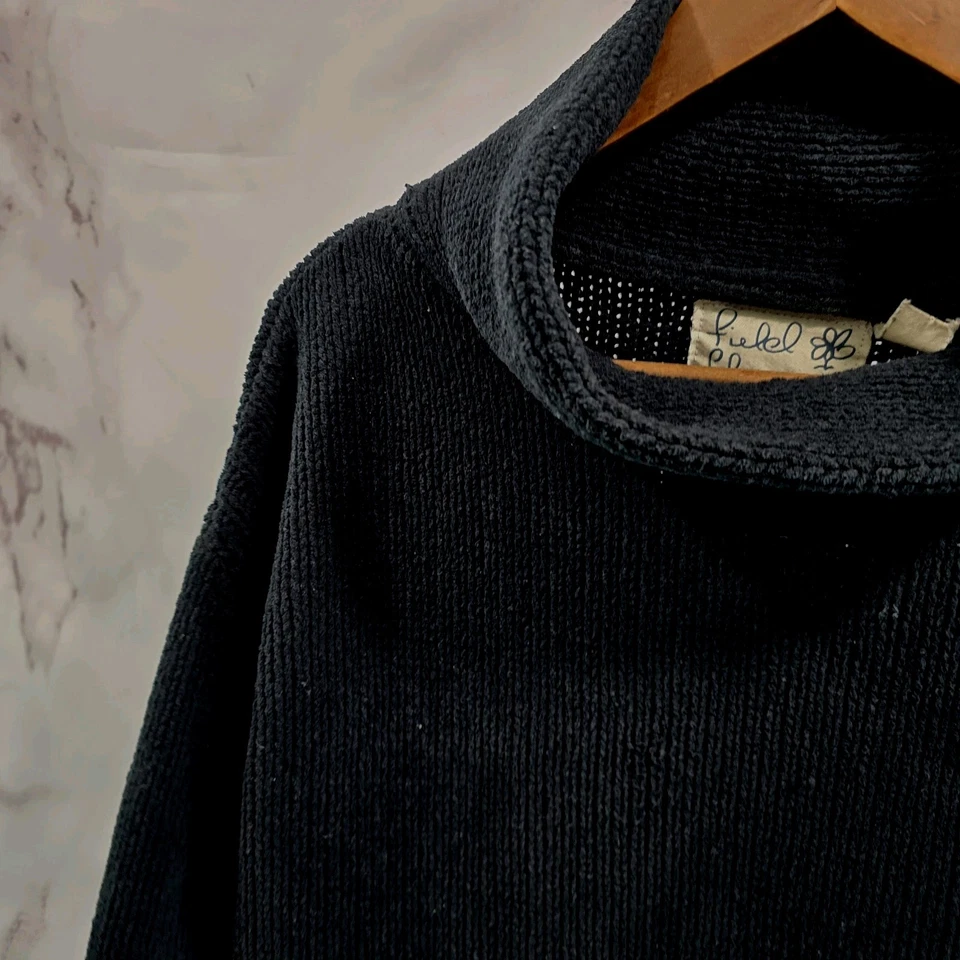 Suéter Anthropologie Mujer Pequeño Negro Chenilla Slouchy Simulación Boxy Flor de Campo Foto 2 de 4