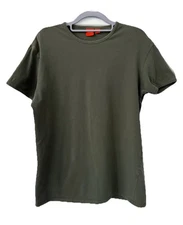 Hugo Boss Mens M T-Shirt Olive Green Stretch Cotton Crewneck Tee Made Portugal