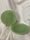 2 Vintage Anchor Hocking Fire King Jadeite Swirl Salad Plates 7.25"