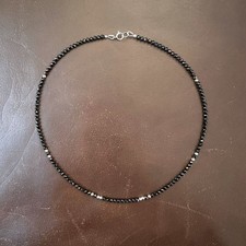 Black Spinel and Sterling Silver Bead Necklace