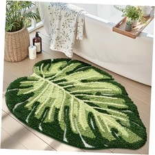 Cute Bathroom Rugs with Green Leaf Plant, Soft, Fluffy, Plant-monstera-large