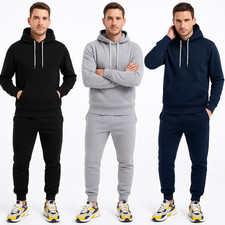 Mens Fleece Tracksuit Set Joggers & Hoodie | Plain Two Piece Matching Tracksuit