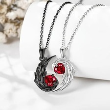 1 Pair Couple Heart Lovers Pendant Necklace Chain Sets Valentine's Best Gift