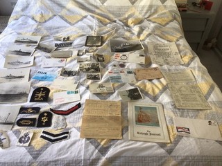 VINTAGE COLLECTORS LOT ROYAL NAVY PHOTOGRAPHS BADGES PAPERWORK MEMORABILIA ETC