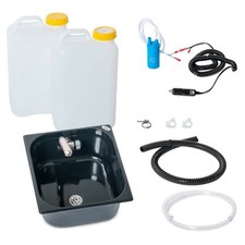 12V Camping Bausatz Waschbecken schwarz 354x325x150mm int. 19 Liter  T5 T6 Vito