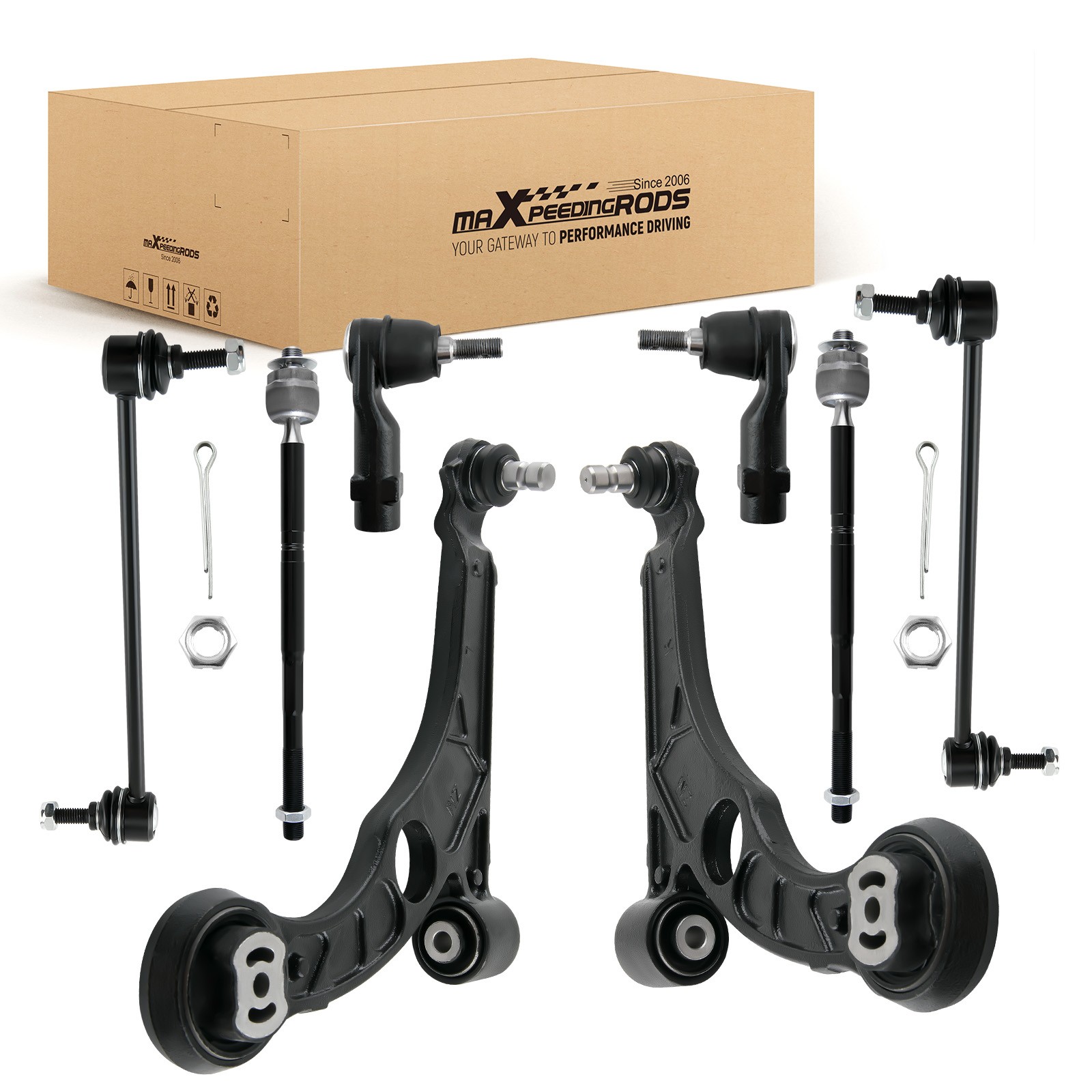 8pcs Front Suspension Kit Lower Control Arms Sway Bar Links Tie Rods for 2013-2016 Dodge Dart Left Right