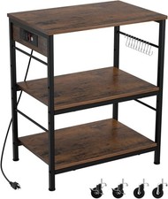 3 Tier Kitchen Storage Shelf Rack Microwave Stand Cart Baker Rack w/Power Outlet