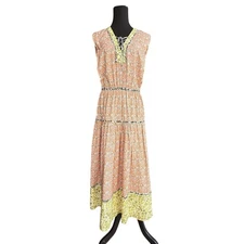 Current Air multi print tie front dress - floral - orange - yellow - size M