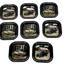 General Tire Advertising Tin Metal Tray Coasters Set of 8 Chevrolet Packard 1929