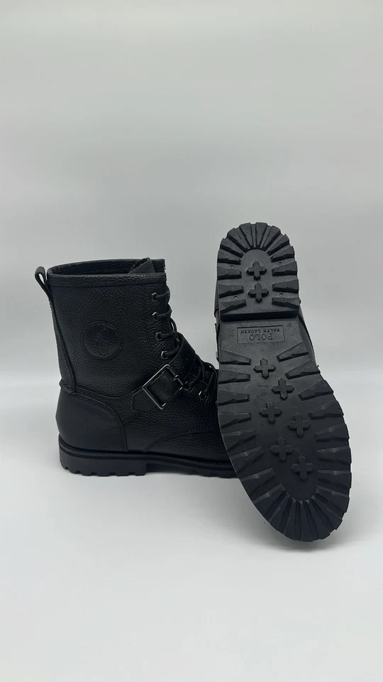 Polo Ralph Lauren Ranger 11431 Cuero Caído Bota Negra Hombre’s Talla 10.5 D NUEVO Foto 3 de 4