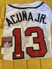 Autographed/Signed RONALD ACUNA JR. Atlanta White Baseball Jersey JSA COA Auto