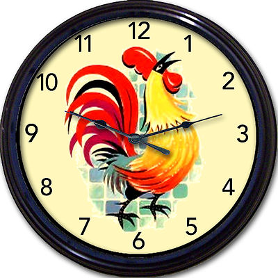Rooster Wall Clock Kitchen Tuscany Country French Farm Colorful