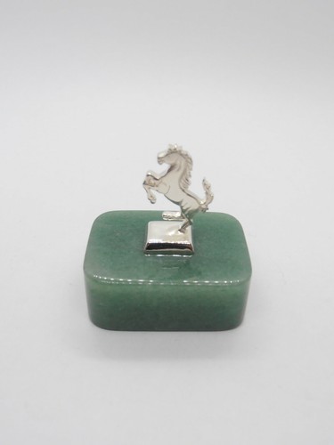 Cavallino Rampante in Argento 925 su Avventurina - fermacarte - soprammobile - - Picture 2 of 5