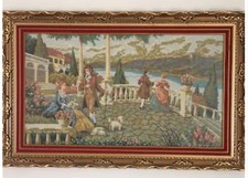 Hand Made Woven Portrait Wall Art Design In Frame Couples On Patio Pond