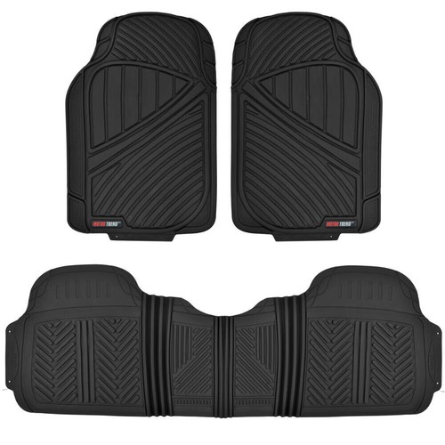 MOTOR TREND Rubber Car Floor Mats - 3 Pieces Set Heavy Duty All Weather Liner