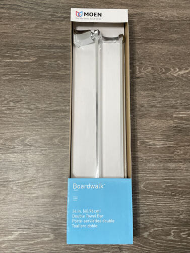 New Moen 24 inch(s) Chrome Boardwalk Double Towel Bar, model Y3222CH sealed nice - Picture 1 of 10