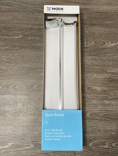 New Moen 24 inch Chrome Boardwalk Double Towel Bar, model Y3222CH sealed nice