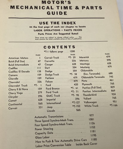 1971 MOTOR Mechanical Time and Parts Guide 43th Edition - Picture 8 of 12