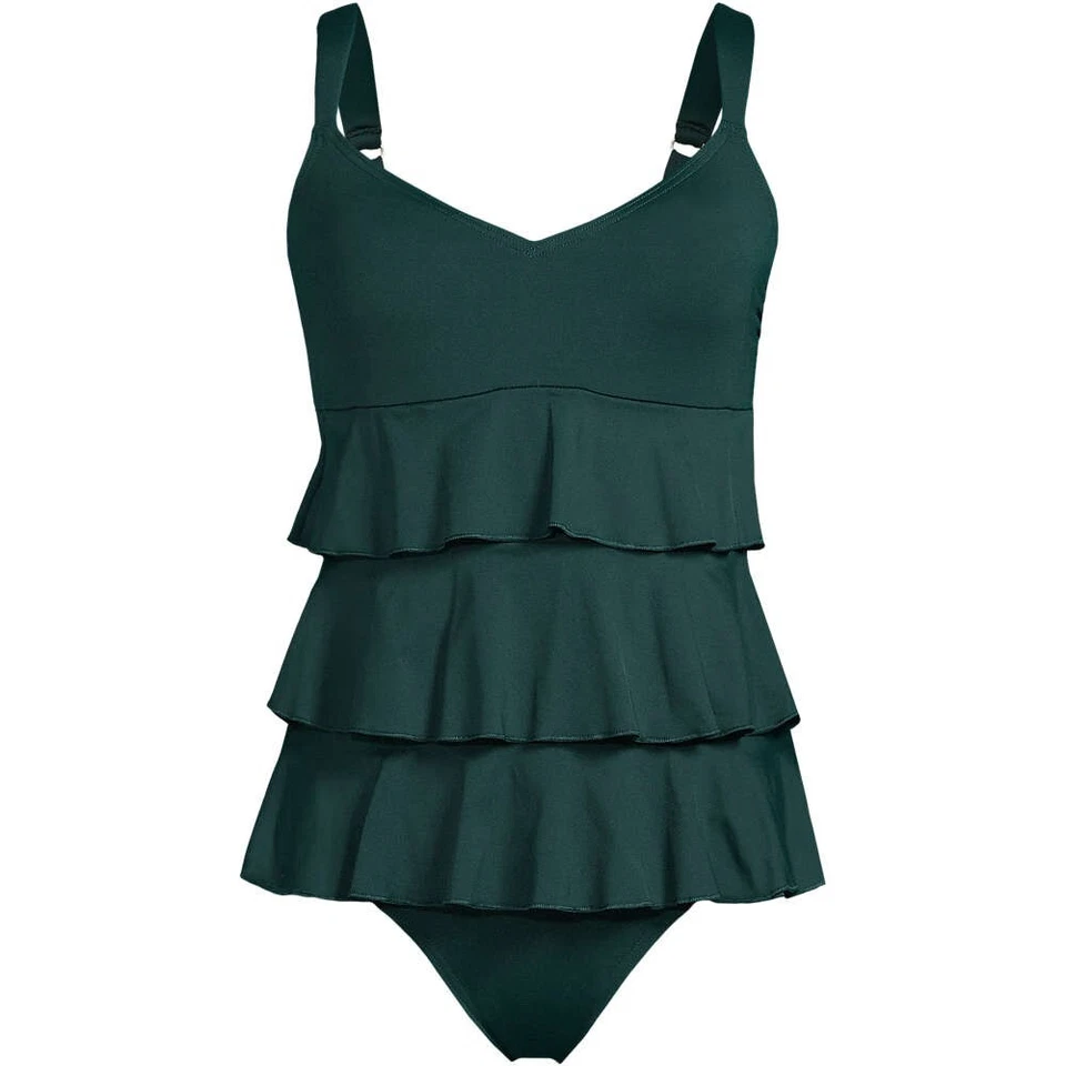 NWT Lands' End Womens Smoothing Ruffle Fauxkini One Piece Swimsuit Size 2-18 CL2 - Image 3 of 4