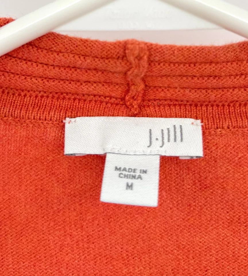 Cardigã feminino J. Jill frente aberta tamanho M manga longa laranja - Imagem 2 de 4
