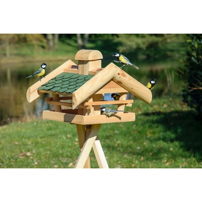 Vogelhaus XL Vogelfutterhaus Bitumendach Futterstation Groß Holz Wildvögel Grün