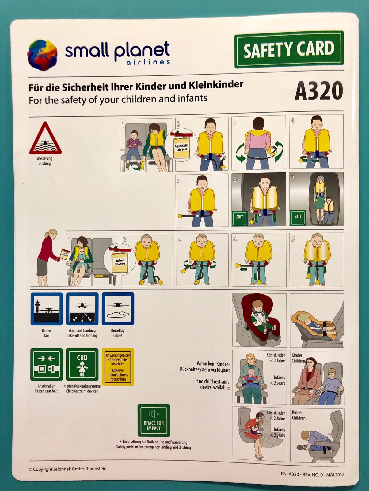 SMALL PLANET AIRLINES SAFETY CARD--AIRBUS 320