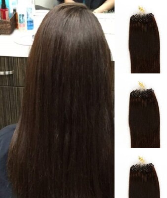 18 , 22'' 100g,100S ,Micro Loop Rings Beads Tipped Human Hair Extensions # 2
