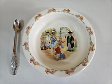Vintage 1988 Royal Doulton Bunnykins Bone China Baby Bowl W/Feeding Spoon