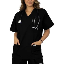HeedFit Premium Quality V-Neck Scrub Top W/Multiple Pocket for Professionals
