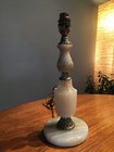 Cream Rust Green Stripe Onyx  Marble  Table Lamp  12 1/2" Tall