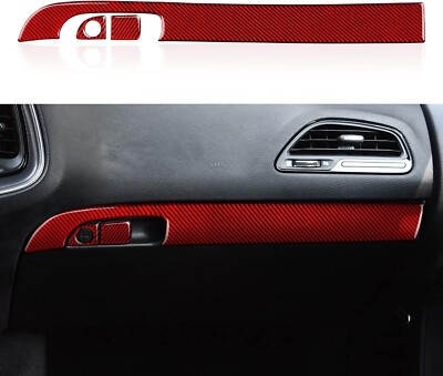 Red Real Carbon Fiber Copilot Glove Box Handle Deco Trim Fits 11-23 Chrysler 300