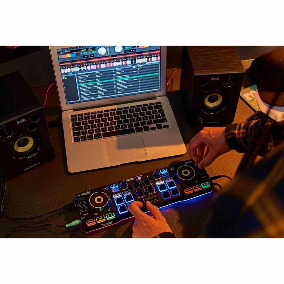 Hercules DJ Starter Kit Bundle Pack w 2 Deck Controller, Speakers ...