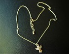 GOLDEN ANGEL WITH CLEAR RHINESTONE FACE ON A GOLD TONE CHAIN -15"+ — photo 3