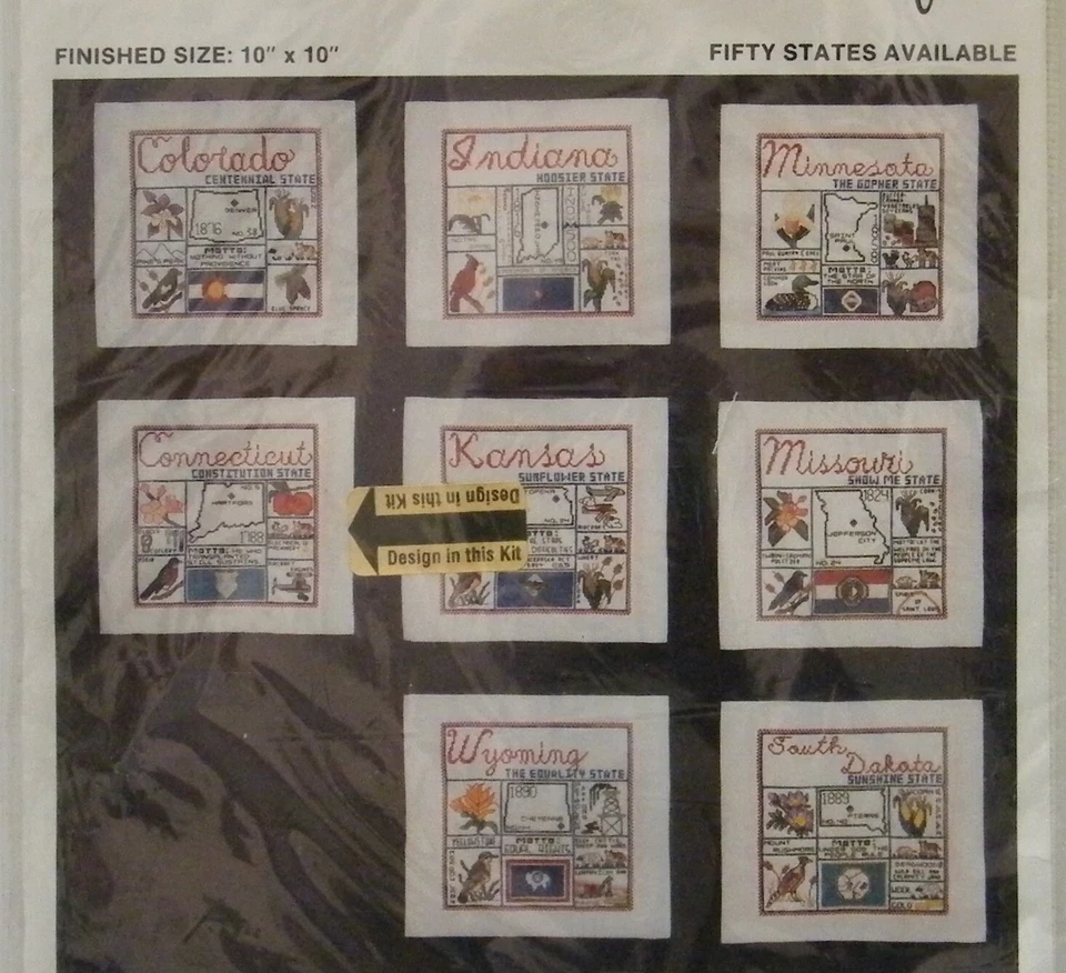 Janlynn Cross Stitch Kit America The Beautiful Connecticut 10 x 10 No. 71-7 Foto 3 de 4